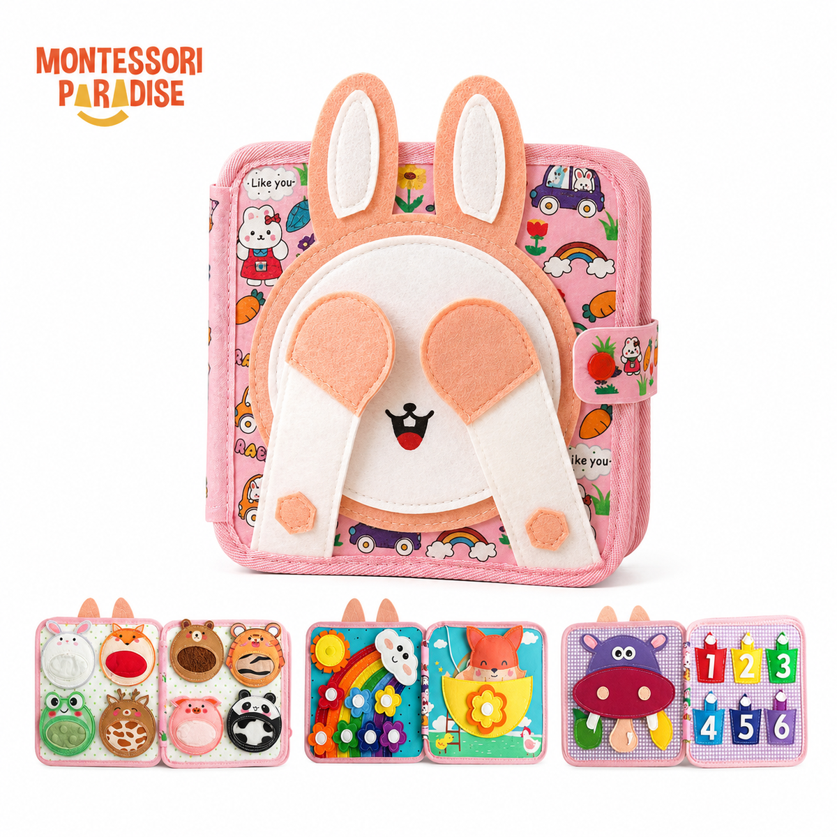 Montessori Pink Rabbit Busy Book