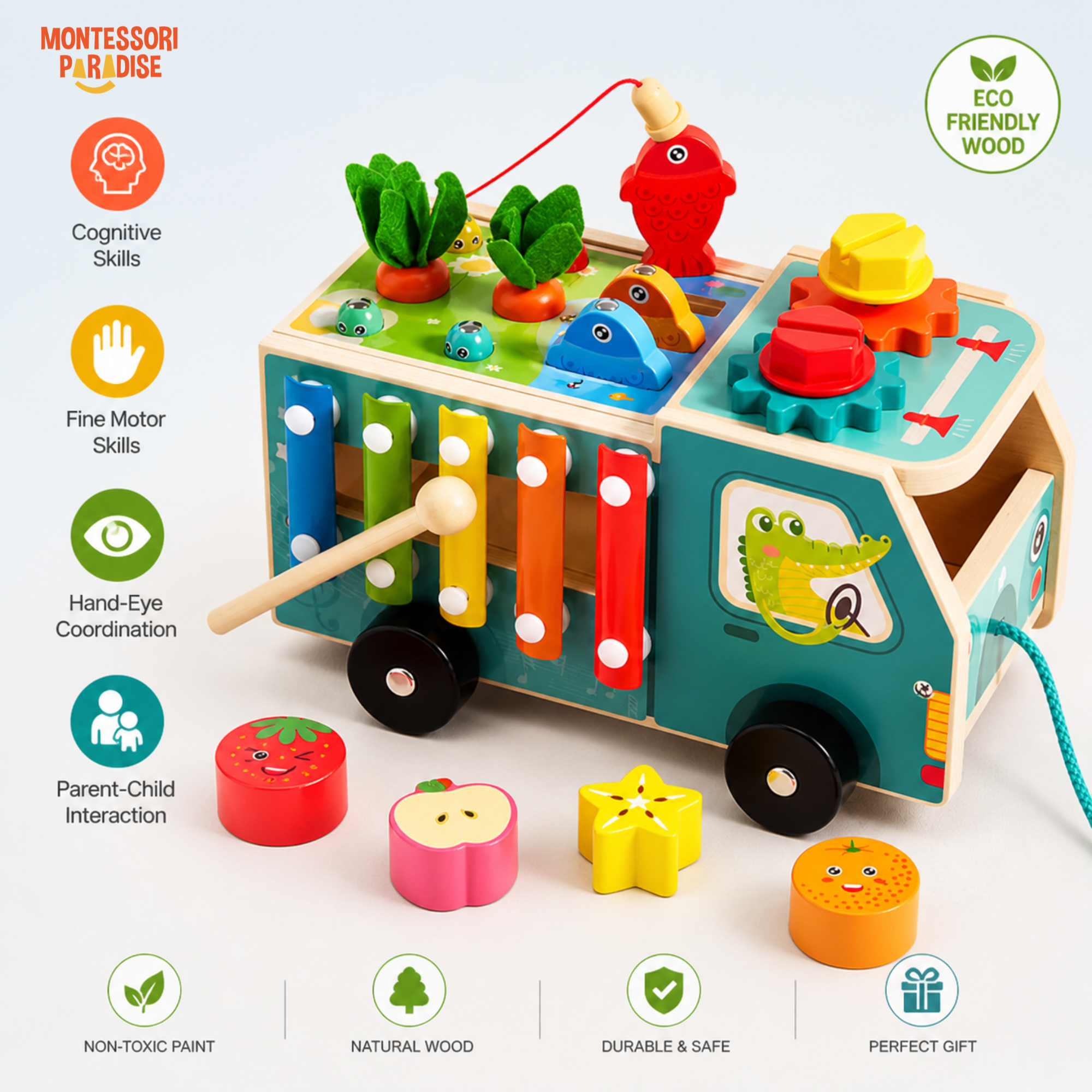 Montessori Wooden Farm Truck